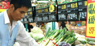 Rayon fruits et légumes en Chine